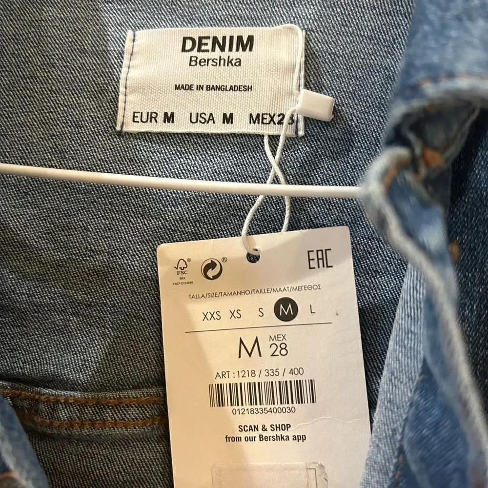 Denim Bershka medium hand painted women’s jacket NWT‎